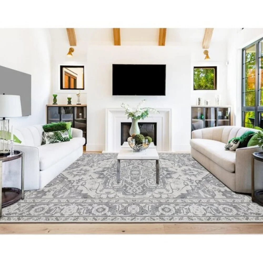 New 8x10 Washable Area Rug, Soft, Thin, Non-Skid Vintage Carpet for Living Room